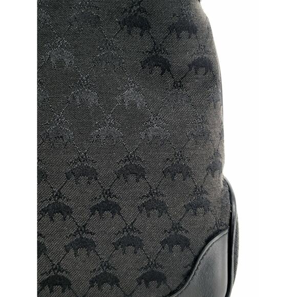 Brooks‎ Brothers Jacquard Logo Black Canvas Small Shoulder Purse Bag - Picture 3 of 8